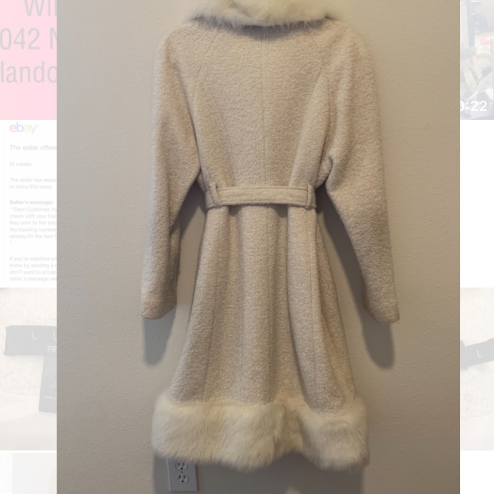 Vintage Luxe Arden B wool coat with fur trim